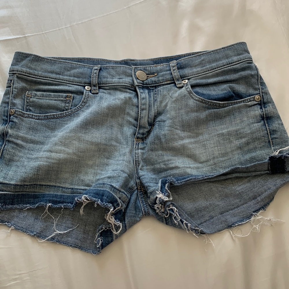 loft blue jean shorts